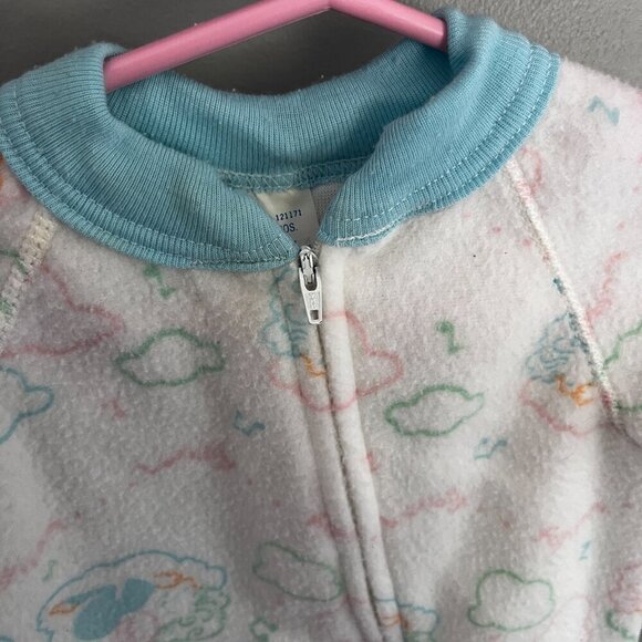 VINTAGE Gerber Sleeper PJs 0-6 months Made in the USA White Blue Clouds - Picture 2 of 8